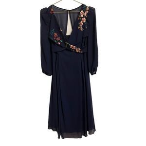 ASOS Little Mistress‎ Maternity Navy Blue Floral Embroidered Dress Size 4
